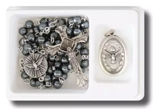 Confirmation Glass Rosary Medal Set