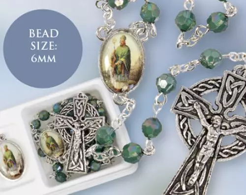 Green Acrylic Rosary/Picture Medal