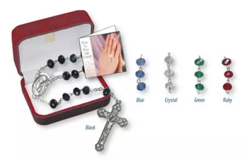 Glass Rosary/Tin Cut Bead/Green
