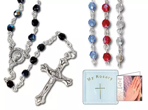 Glass Rosary - Boxed - Blue