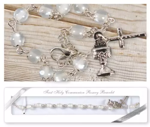 Acrylic Capped Communion Rosary Bracelet