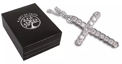 Sterling Silver Cross with Crystal Stones, Chain & Gift Boxed