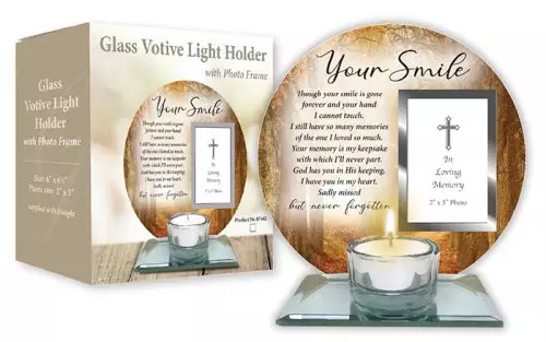 Glass Votive Light Holder/Photo Plaque/Your Smile