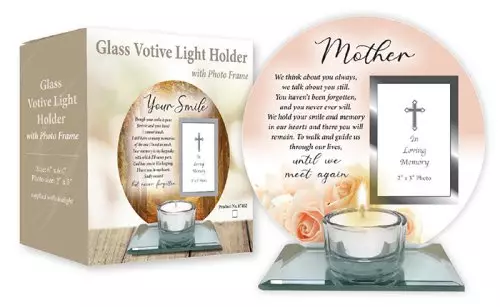 Glass Votive Light Holder/Photo Plaque/Mother