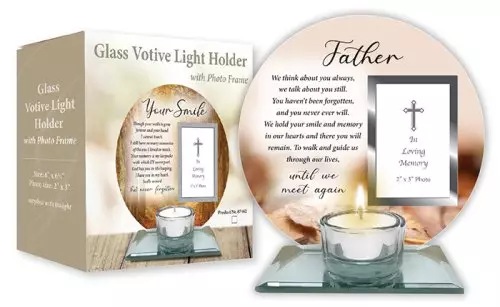 Glass Votive Light Holder/Photo Plaque/Father