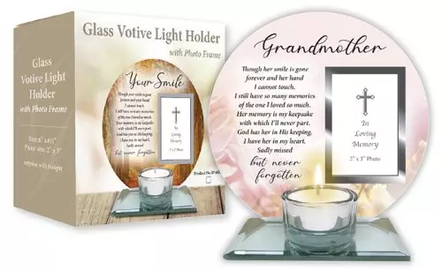 Glass Votive Holder/Photo Plaque/Grand Mother