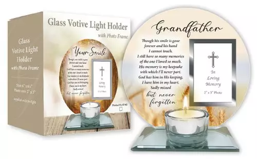 Glass Votive Holder/Photo Plaque/Grand Father