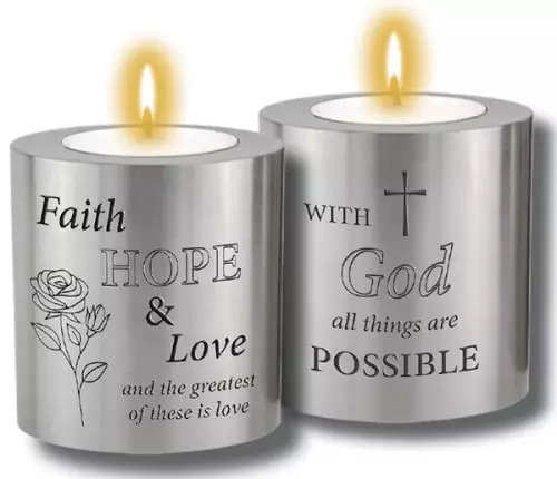 Resin Candle Holder & Candle/Faith