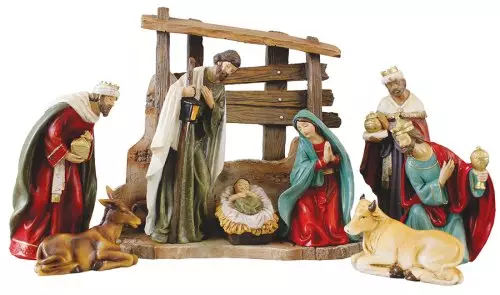 Resin Nativity 8 - 7 1/2 inch Figures and Stable