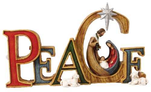 6 3/4" Resin Peace Nativity Holy Family