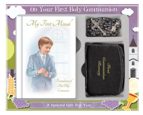 Boy's Rosary and Purse Communion Gift Set