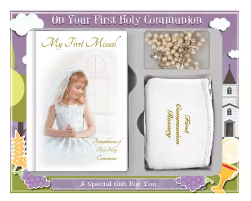 Girl's Rosary and Purse Communion Gift Set