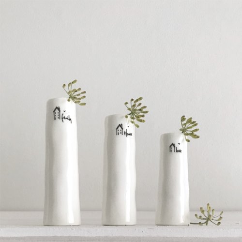 Home, Family, Love Trio of Bud Vases