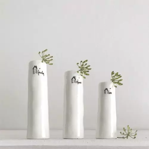 Home, Family, Love Trio of Bud Vases