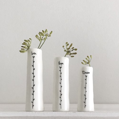 Love Hope Dream Trio of Bud Vases