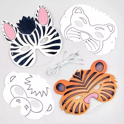 Animal Colour-in Masks - Pack of 8