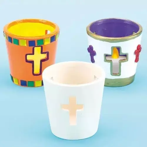 Cross Ceramic Tealight Holders - Pack of 4