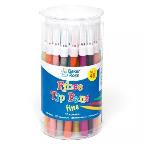 Fine Tip Fibre Pens Value Tub - Pack of 48