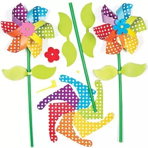 Rainbow Flower Windmill Kits - Pack of 6