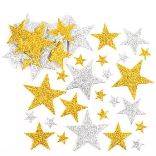 Gold & Silver Glitter Star Stickers - Pack of 150