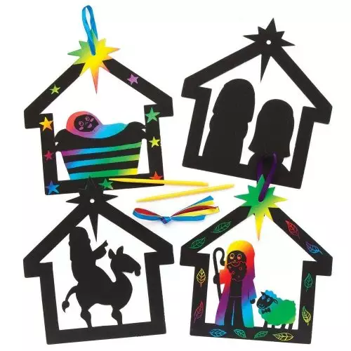 Nativity Scratch Art Decorations - Pack of 8