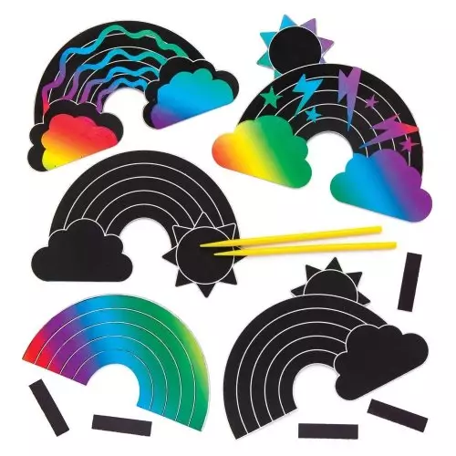 Rainbow Scratch Art Magnets - Pack of 10