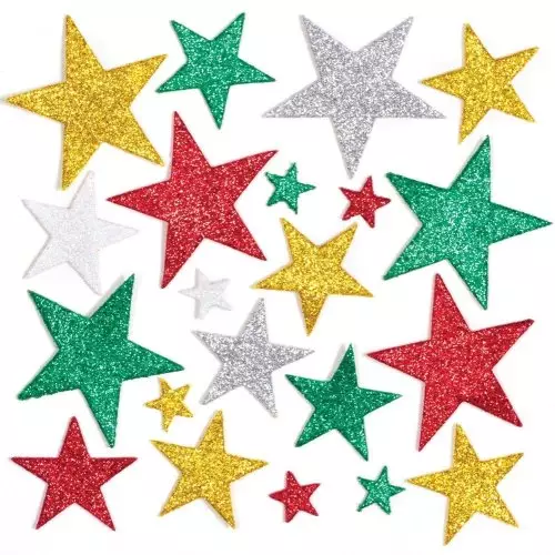 Christmas Glitter Star Foam Stickers - Pack of 150