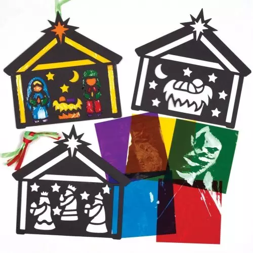 Nativity Stained Glass Effect Decoration Kits - Pack of 6