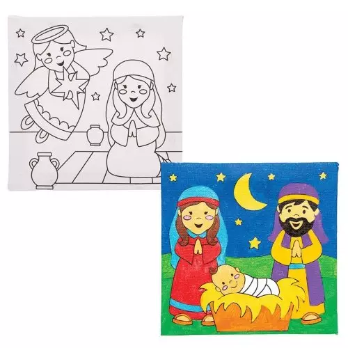 Nativity Colour-in Canvases - Pack of 3