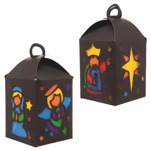 Nativity Stained Glass Lantern Kits - Pack of 4
