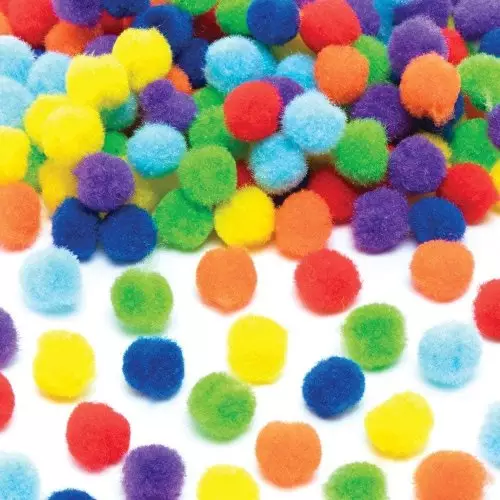 Rainbow Colours Self-Adhesive Pom Poms -   Pack of 200