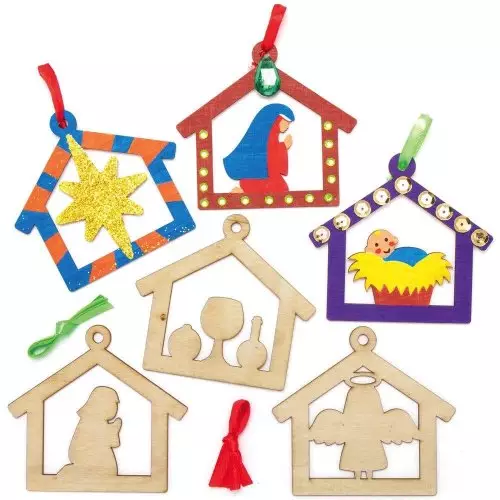 Nativity Wooden Baubles - Pack of 10