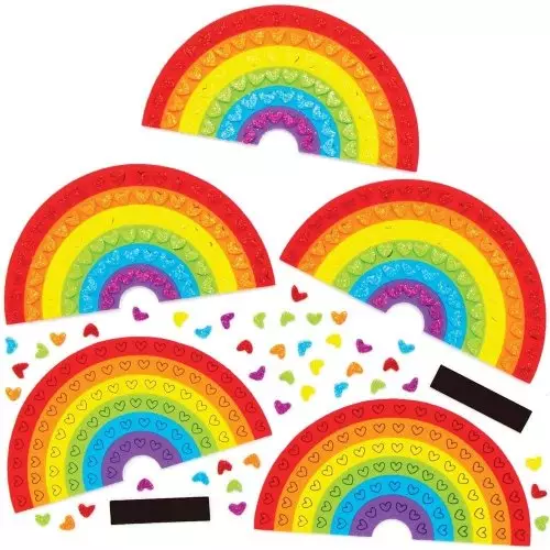 Rainbow Heart Mosaic Magnet Kits - Pack of 5