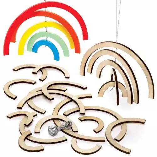 Rainbow Wooden Spiral Decoration Kits -  Pack of 4