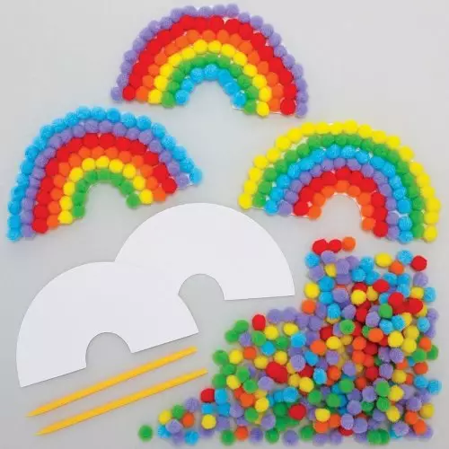 Rainbow Pom Pom Art Kits - Pack of 5