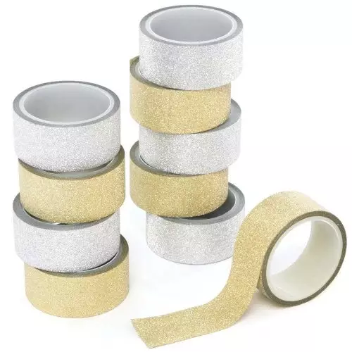 Gold & Silver Glitter Washi Tape - Pack of 10