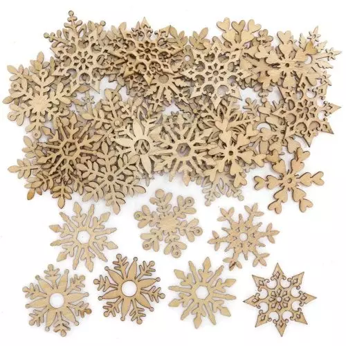Snowflake Mini Wooden Shapes - Pack of 72