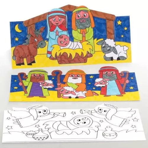 Nativity Colour-in Pop-Up Cards - Pack of 10 (Updated Design)