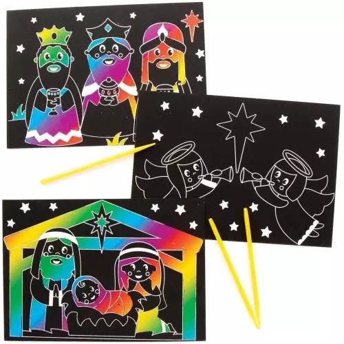 Nativity Scratch Art Pictures  - Pack of 8