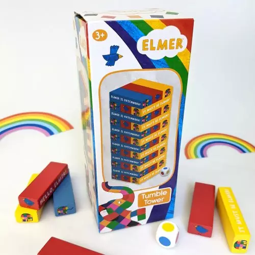 Painted Tumble Tower With Dice - Elmer