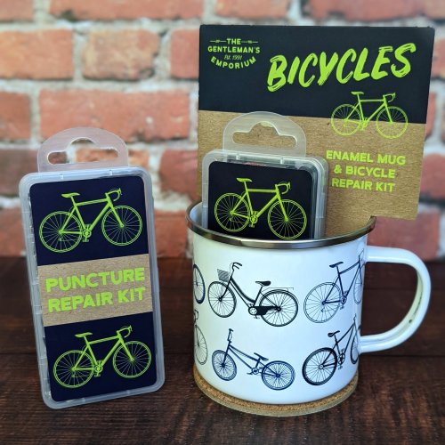 Enamel Mug & Repair Kit - The Gentleman's Emporium Bike Blue