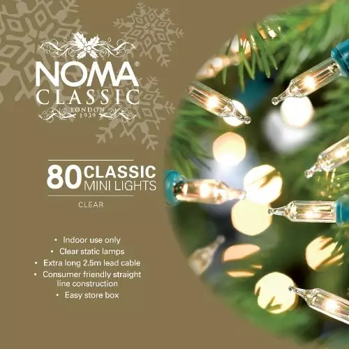 80 Clear Classic Mini String Lights with Green Cable