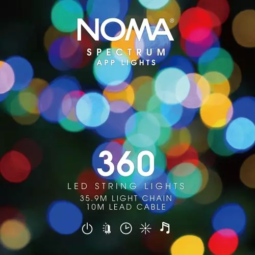 360 Spectrum App Controlled String Lights With Green Cable