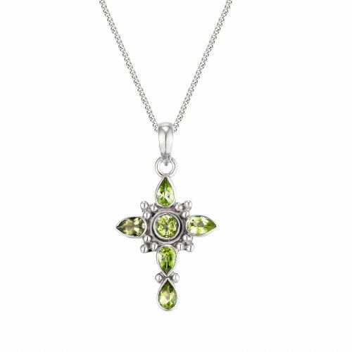 Silver Peridot Cross Pendant