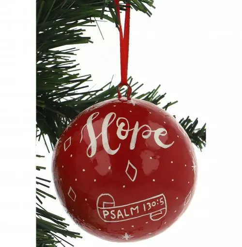 Hope Red Christmas Tree Bauble