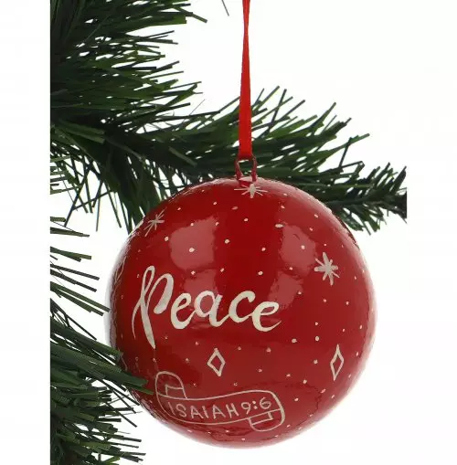 Peace Red Christmas Tree Bauble