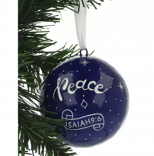 Peace Navy Blue Christmas Tree Bauble
