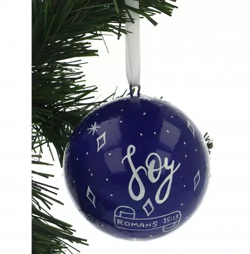 Joy Navy Blue Christmas Tree  Bauble
