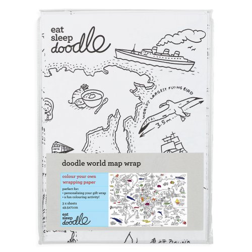 Colour In World Map Wrapping Paper (3 Sheets)