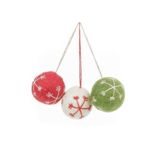 Handmade Felt Traditional Snowflake Baubles Hanging Christmas Tree Decorations